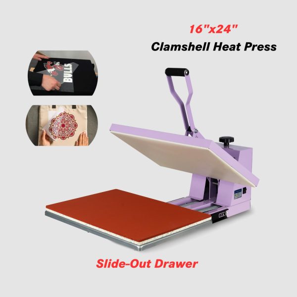 16″x24″ Clamshell Heat Press with Slide Out Drawer